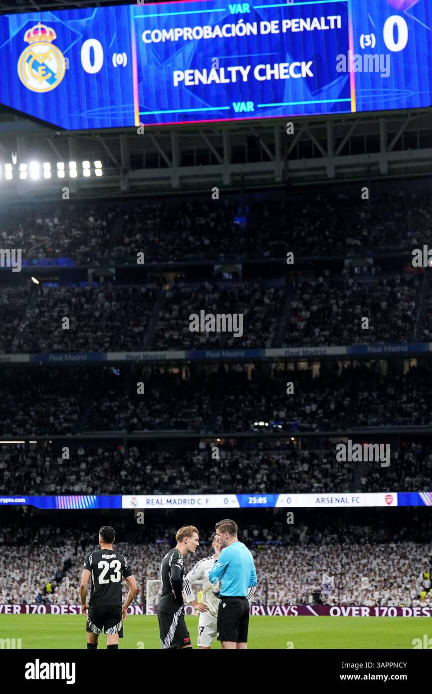The big screen informing supporters of a VAR check for a possible ...