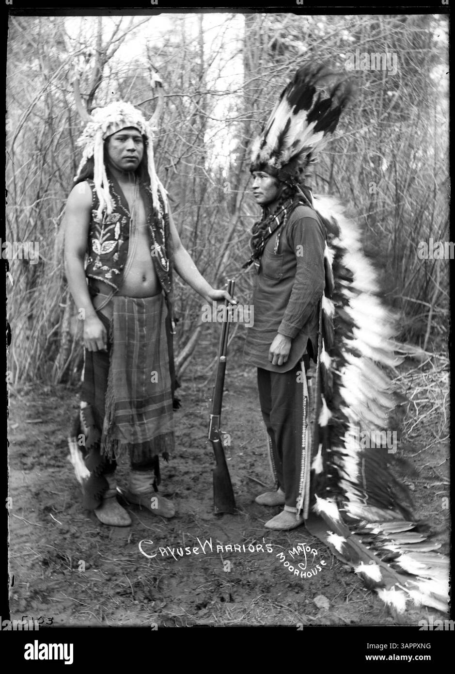 Cayuse This image, taken by Lee Moorhouse, depicts Cayuse Indians in regalia ...