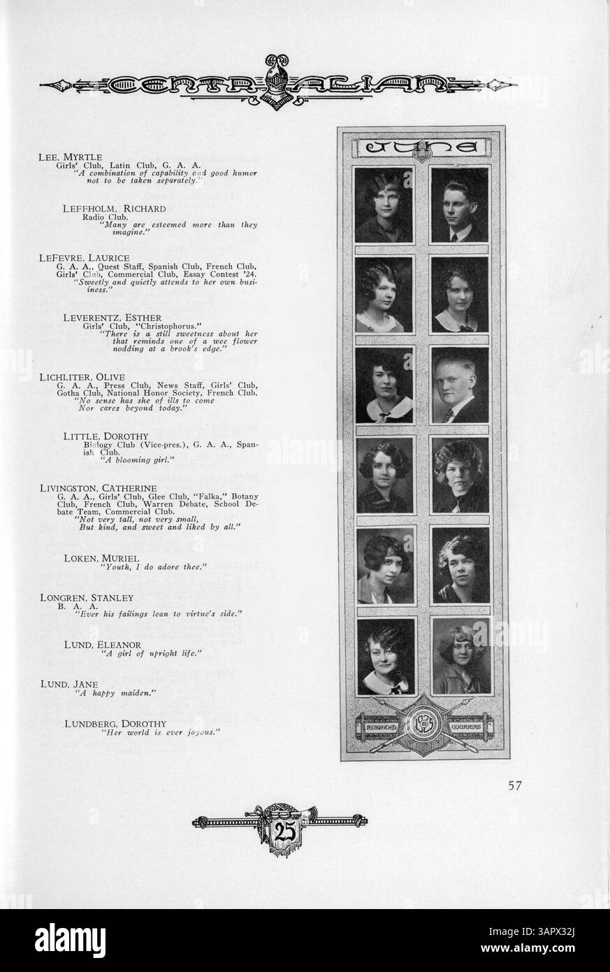 1925 Events The 1925 'Centralian' yearbook from Central High School highlights ...