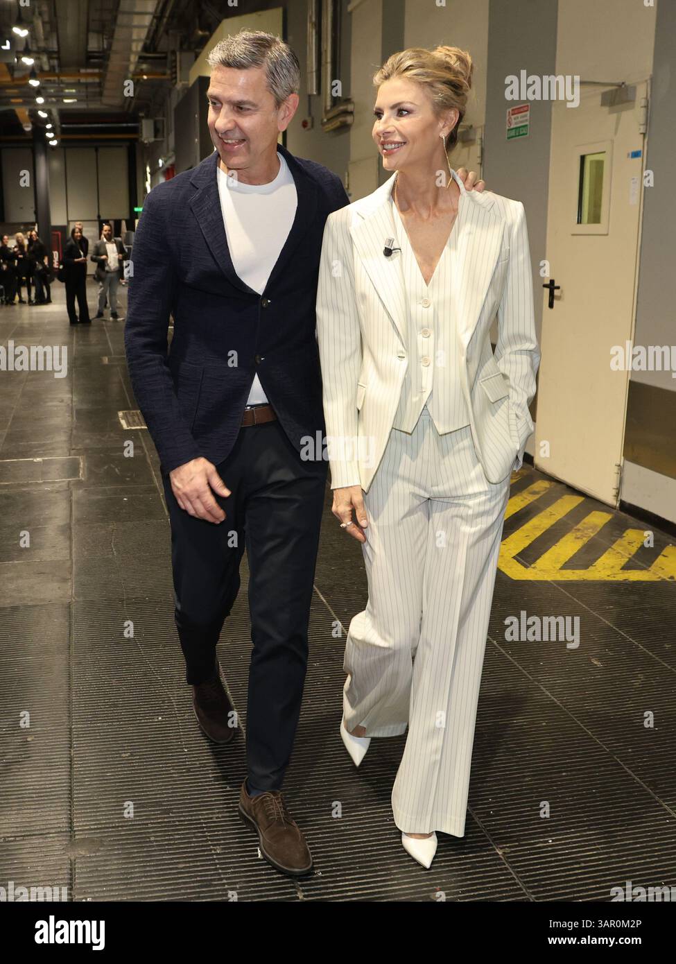 Rome Italy 17th Apr 2025 Rome Martina Colombari And Her Husband 