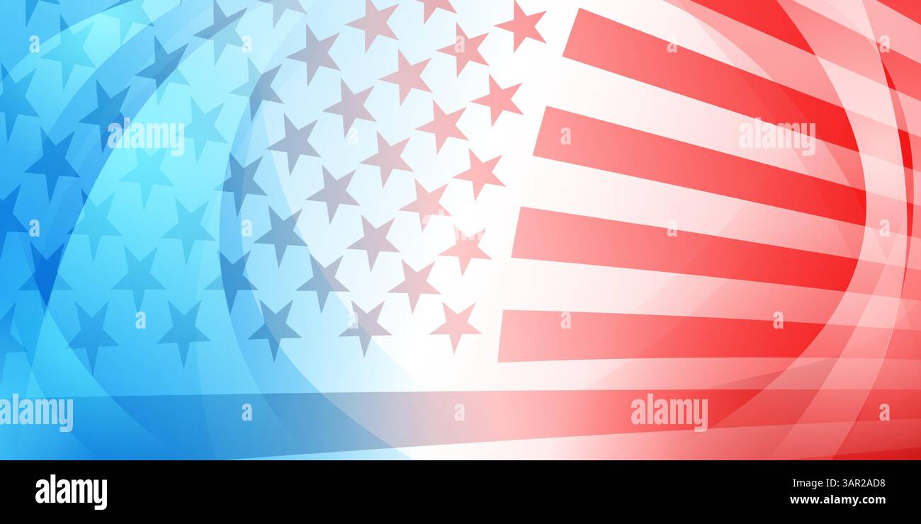Vector illustration in red and blue of the American flag with dynamic ...