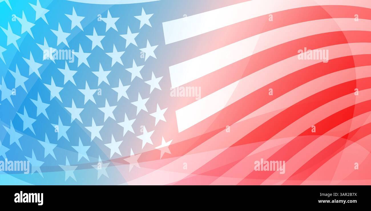 Vector illustration in red and blue of the American flag with dynamic ...