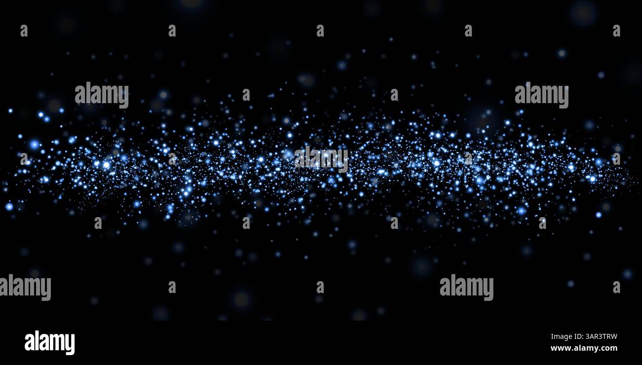 Enthralling Blue Sparkling Glittering Particles Set Against a Dark ...