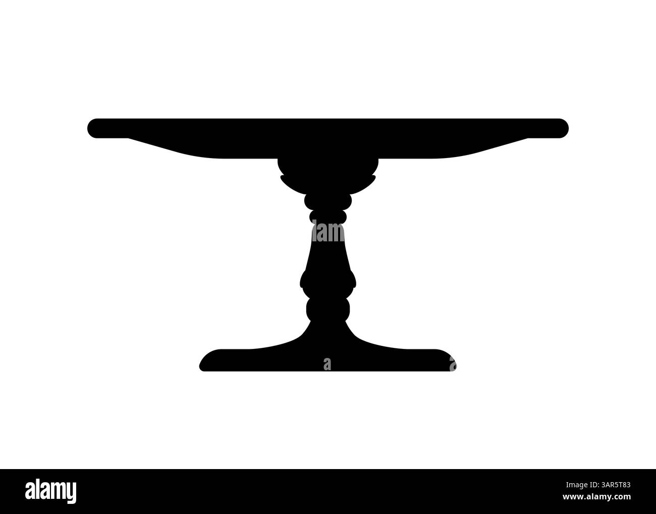 Cake platter or stand tray for pies and dessert tableware, vector silhouette icon. Cake stand plate or table tier and pastry serving platter silhouette for restaurant dishes or bakery food podium Stock Vector