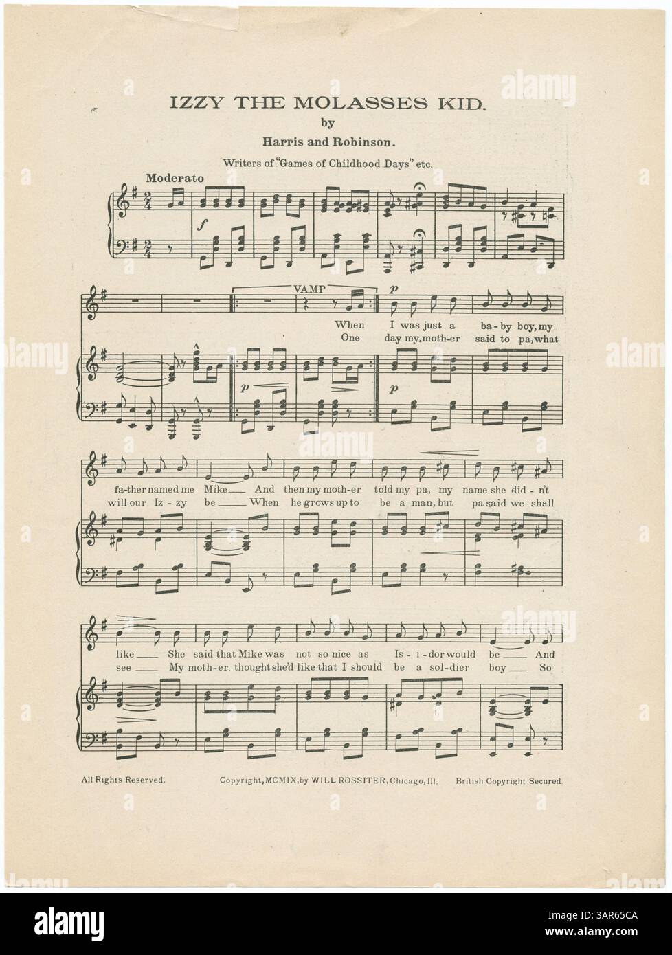 'Izzy The Molasses Kid,' a comic character song by Will J. Harris and ...