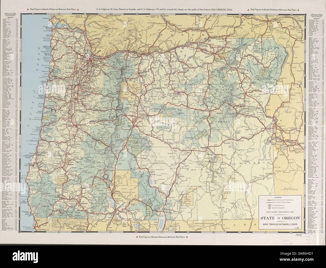 This map of Oregon shows the main traveled automobile roads with ...