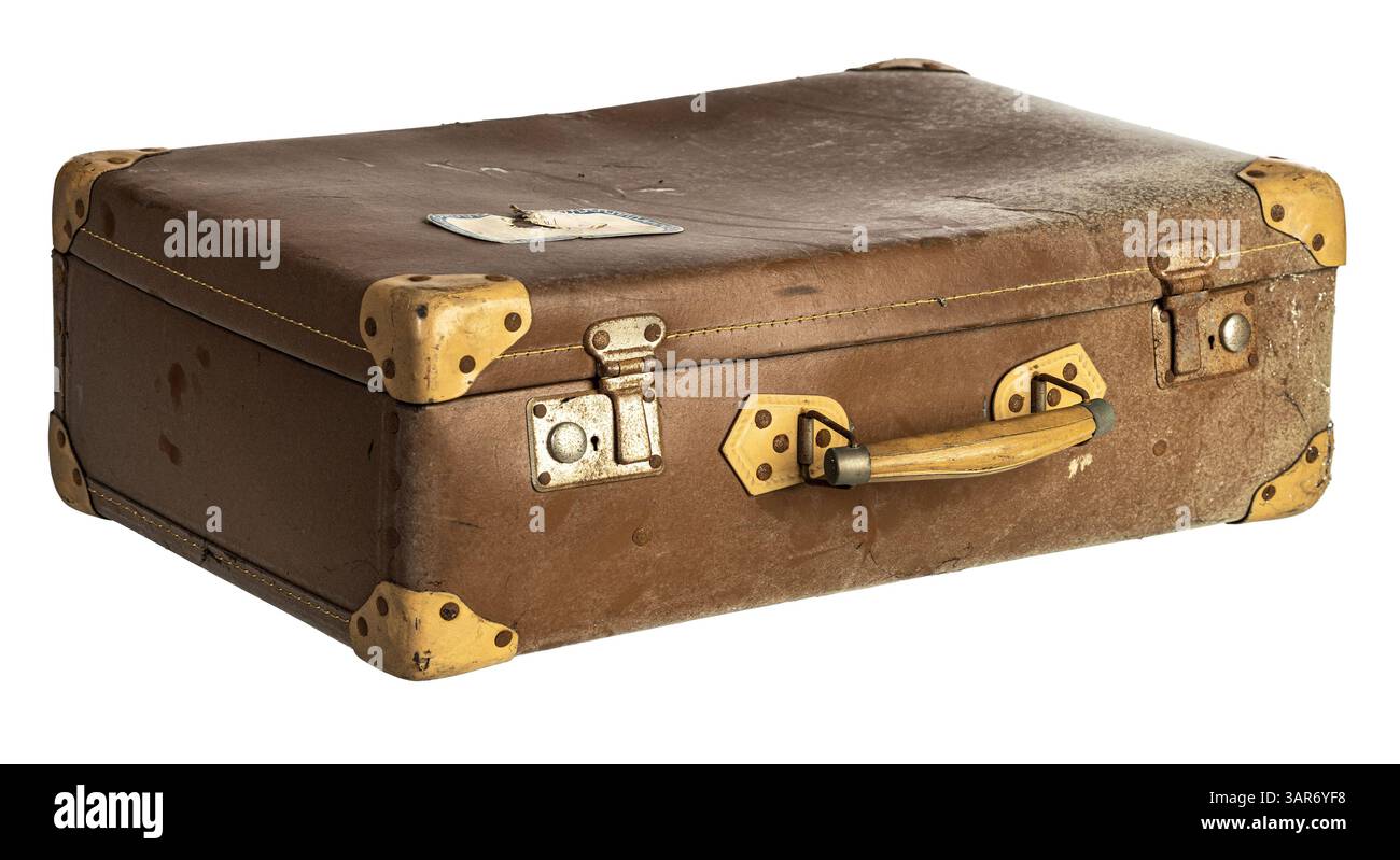 Old brown suitcase on transparent background Stock Photo