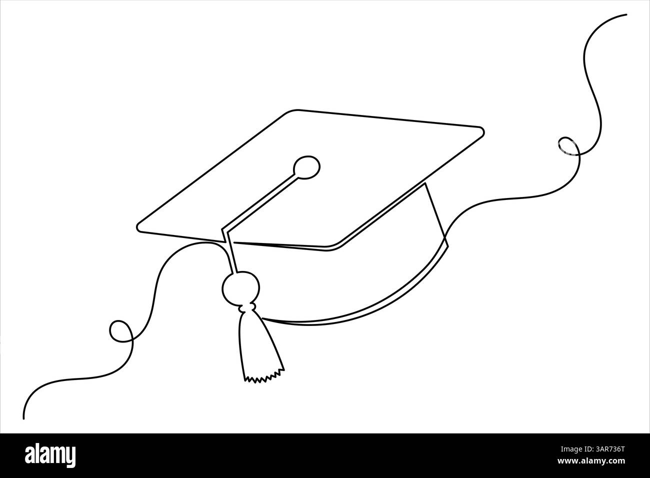Graduation cap icon one line drawing minimalist simple vector ...