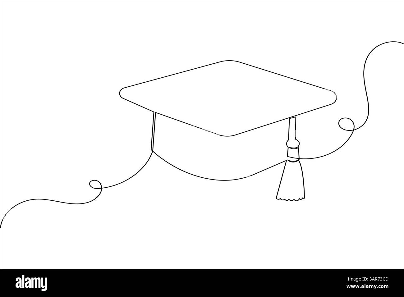 Graduation cap icon one line drawing minimalist simple vector ...