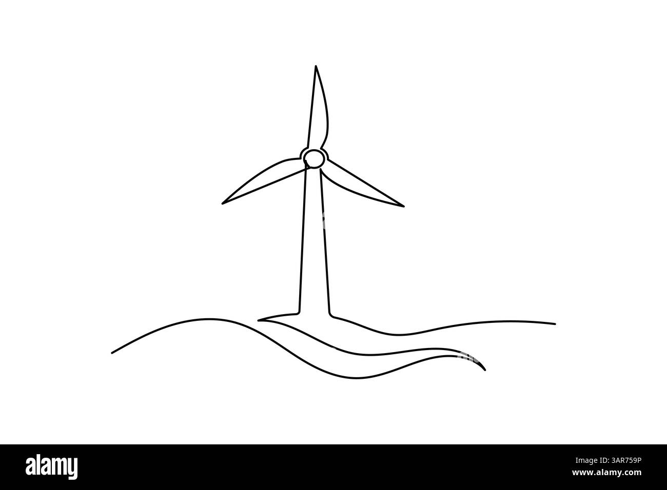 Wind turbine continuous one line drawing and minimalist style isolate ...