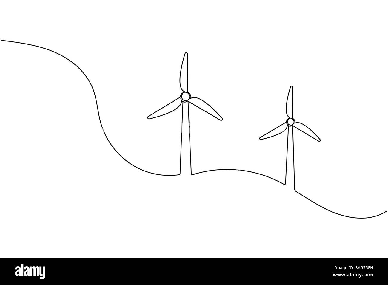 Wind turbine continuous one line drawing and minimalist style isolate ...
