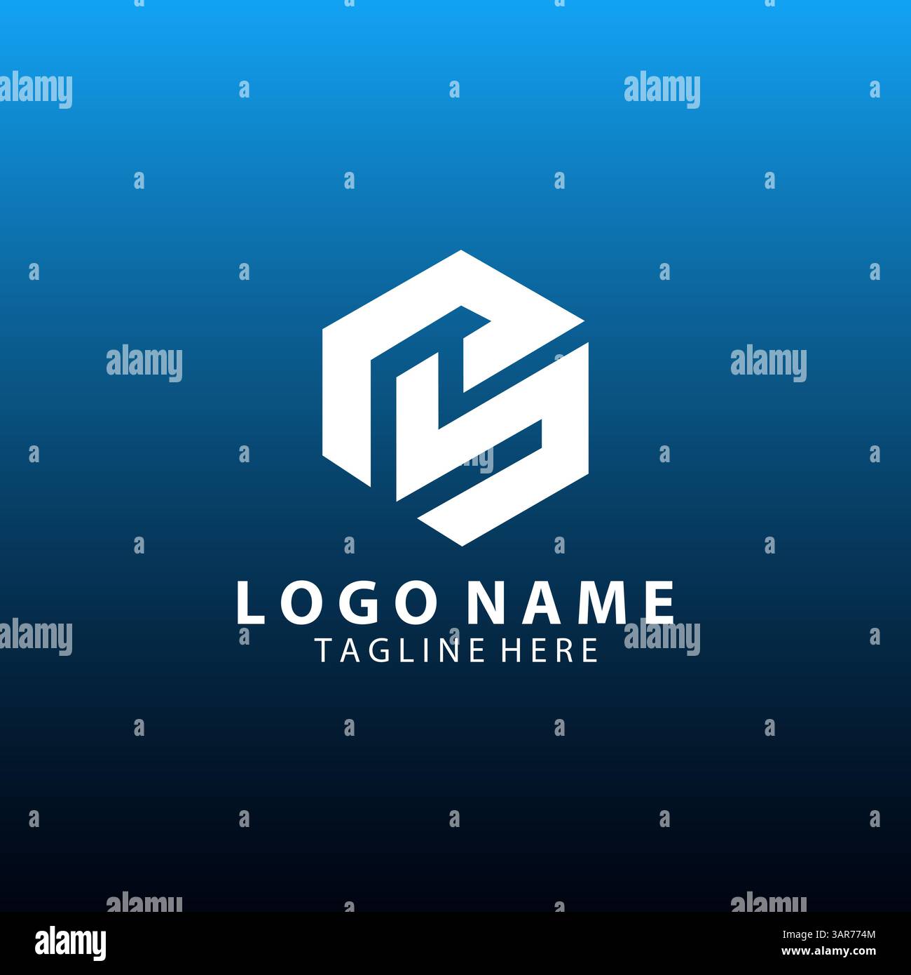 initial letter PS hexagon logo design vector Stock Vector