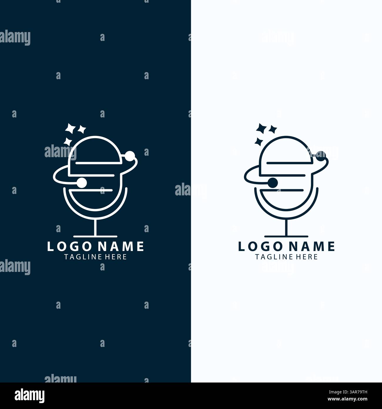 podcast planet logo design vector Stock Vector