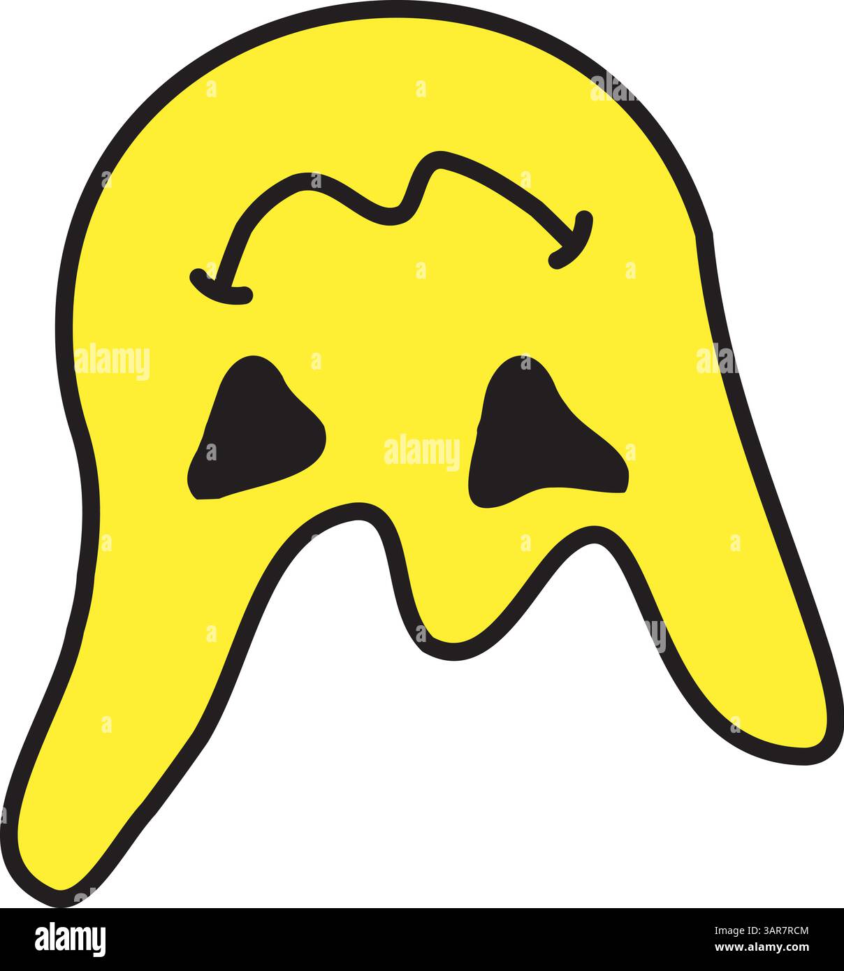 Dripping ghost-like yellow smiley with distorted expression Stock ...