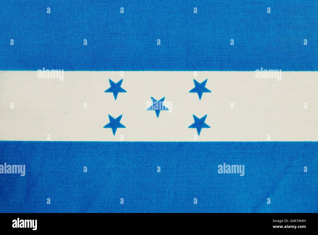 The Honduran flag displays two blue stripes surrounding a white band
