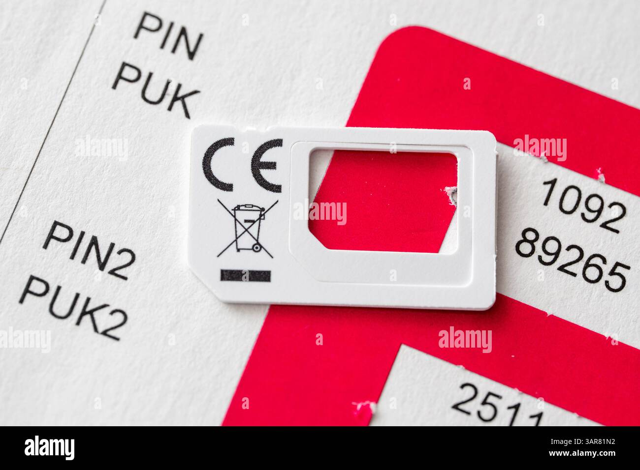 Bavaria, Germany - April 16, 2025: PIN and PUK codes on a carrier card ...