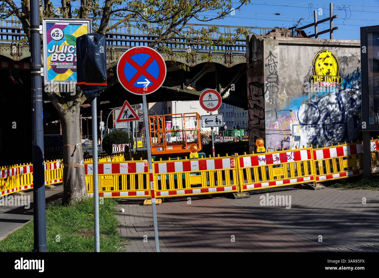construction site barriers on the street Burgtor near the main station