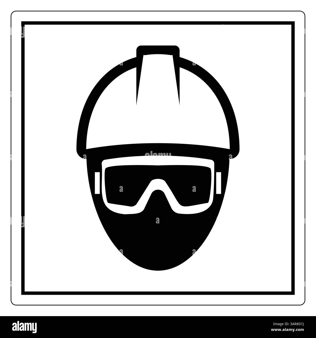This icon depicts a safety helmet and goggles, representing protection ...