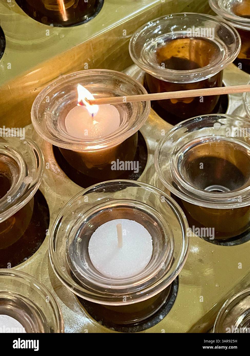 Votive Candle Offering, St. Patrick's Cathedral, Fifth Avenue, NYC, USA  2025 - Smartphone Captured Stock Image