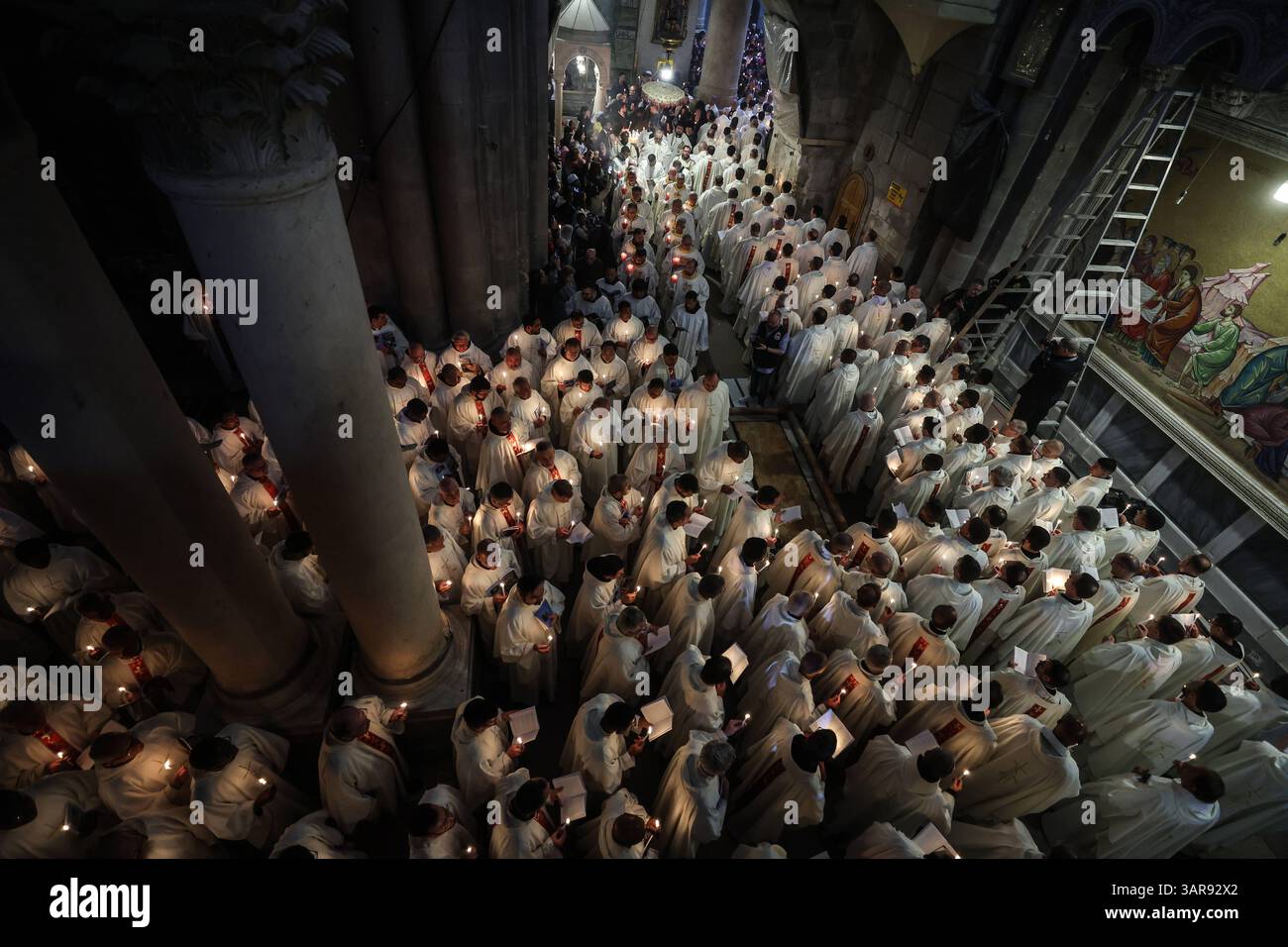 Washing of the Feet ceremony Christian monks and friars walk in ...