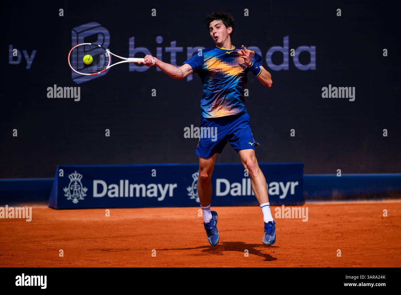 Munich, Germany. 17th Apr, 2025. Tennis: ATP Tour - Munich, Singles, Men, Round of 16. Cerundolo (Argentina) - Shevchenko (Kazakhstan). Alexander Shevchenko in action. Credit: Tom Weller/dpa/Alamy Live News Stock Photo