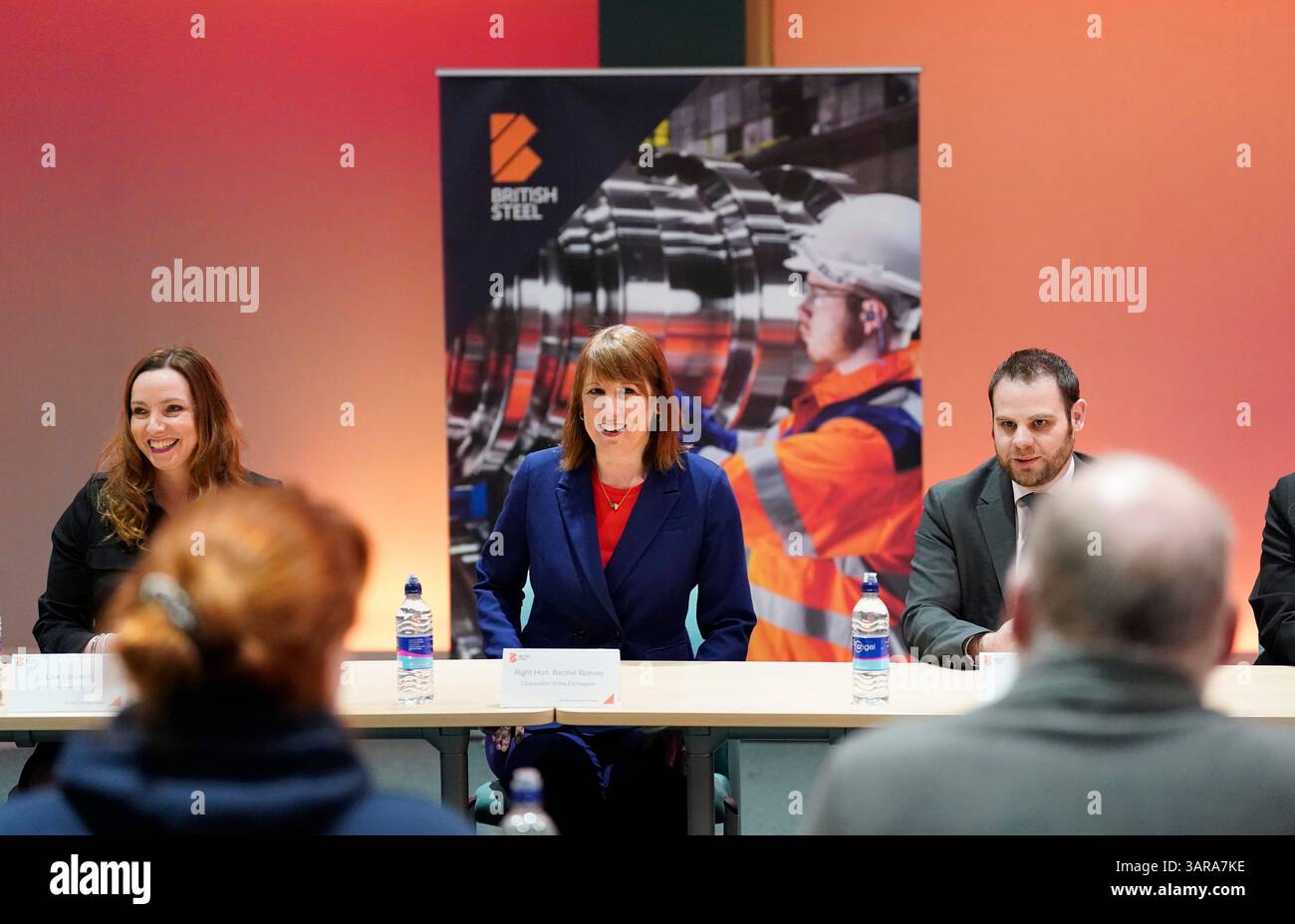 Rachel Reeves England Chancellor of the Exchequer Rachel Reeves at a roundtable meeting ...