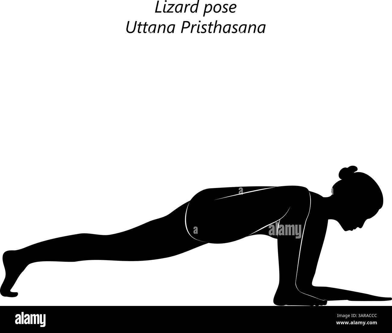 Silhouette of woman practicing Uttana Pristhasana yoga pose. Lizard ...