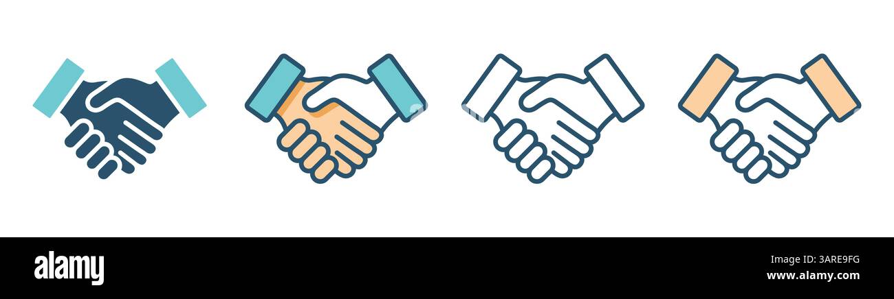 Shake Hands Silhouette Icon set, vector illustration isolated on white ...