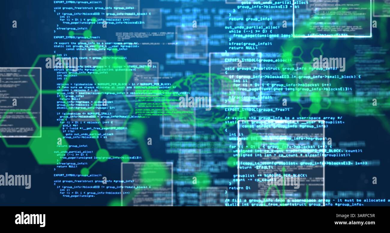 Image of brains over data processing Stock Photo