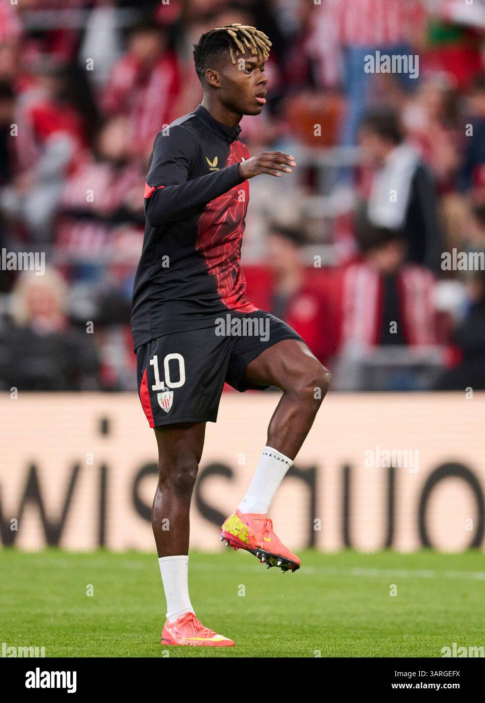 Athletic Bilbao s Nico Williams Warms Up Before The Europa League 