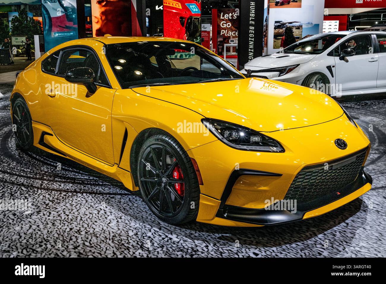 A 2026 Toyota GR86 Yuzu Edition at the New York International Auto Show