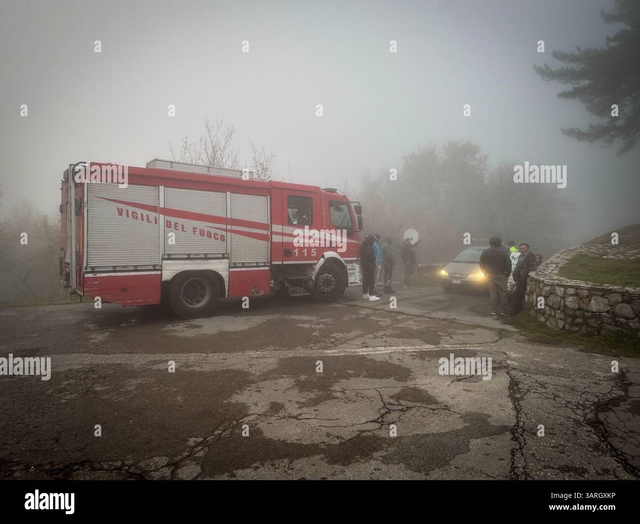 Castellamare Di Stabia, Italia. 17th Apr, 2025. Castellammare di Stabia April 17, 2025 Faito cableway, a cabin falls after a cable breaks. "Four victims and one seriously injured" Photo:Alessandro Garofalo/LaPresse Credit: LaPresse/Alamy Live News Stock Photo