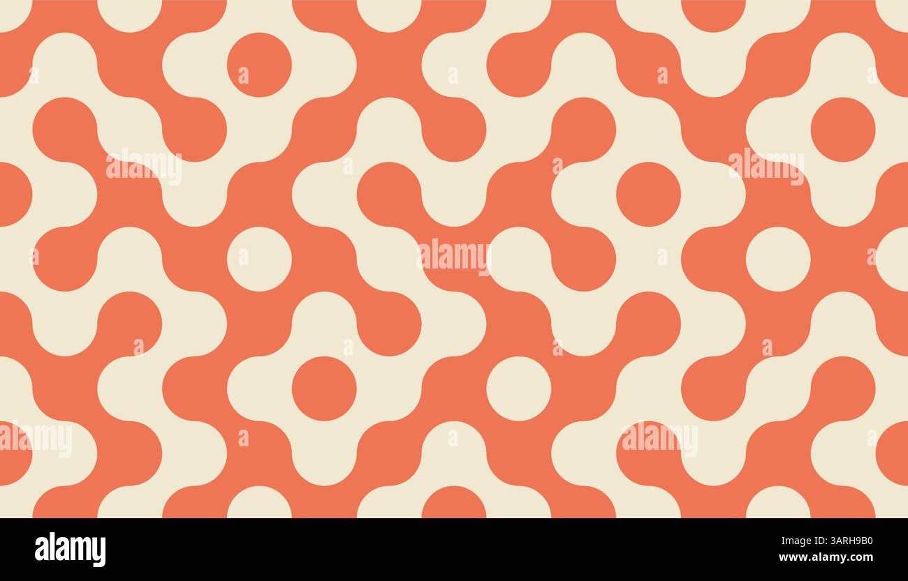Truchet tile round shapes seamless pattern. Background with rounded figures in flat style. Modern mosaic infinity pattern. Stock Vector