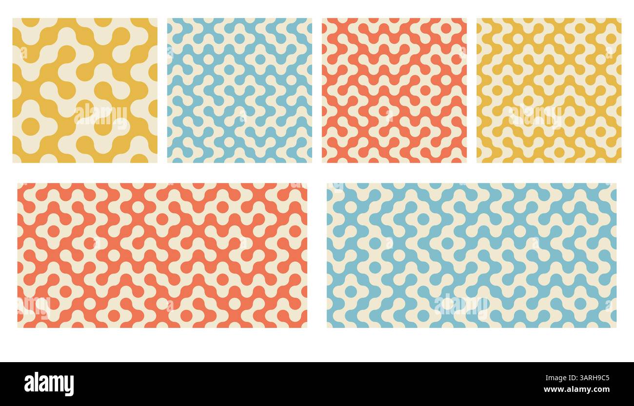 Truchet round shapes seamless pattern collection. Contemporary style ...