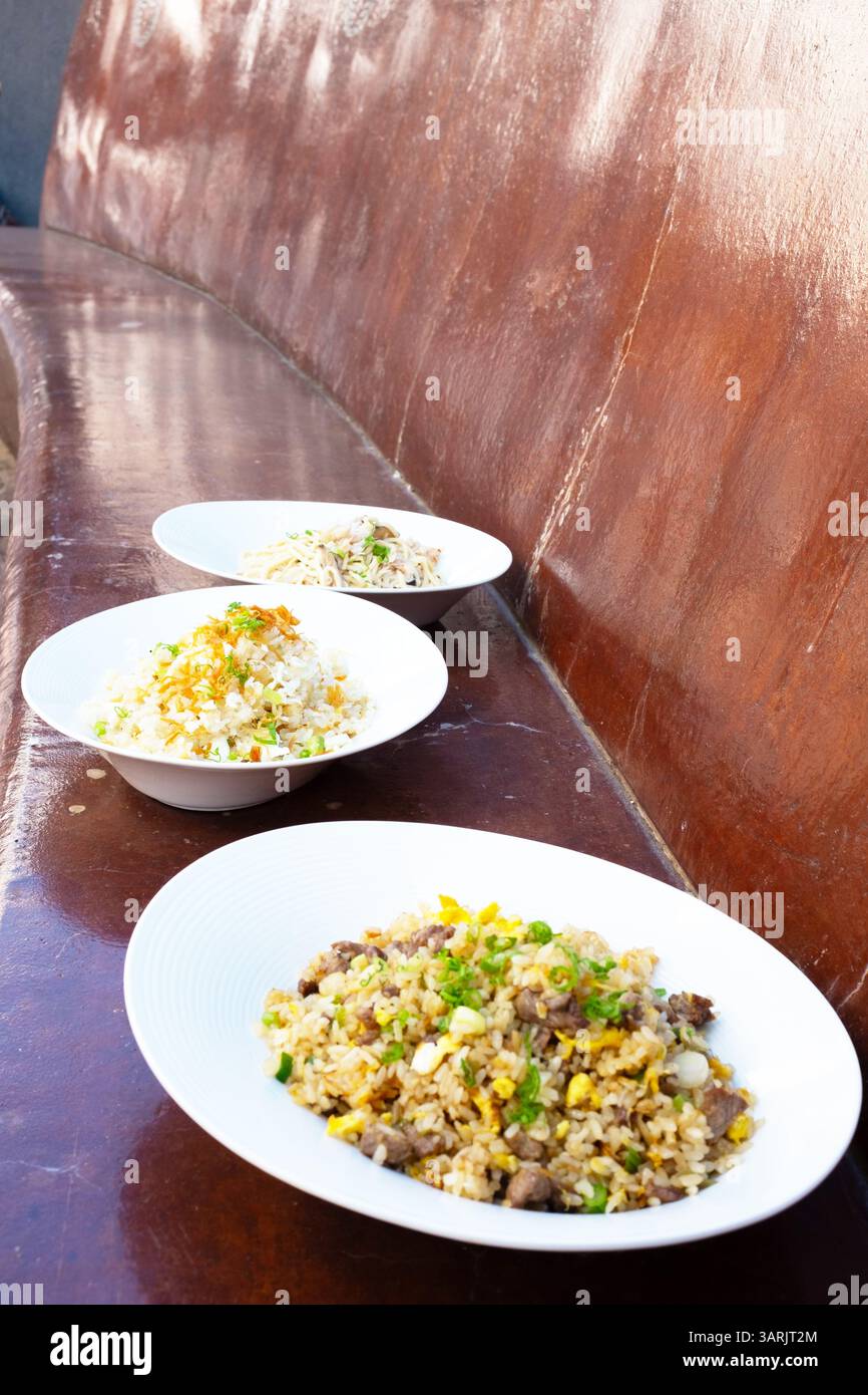 Three Kinds of Cantonese Fried Rice Stock Photo - Alamy