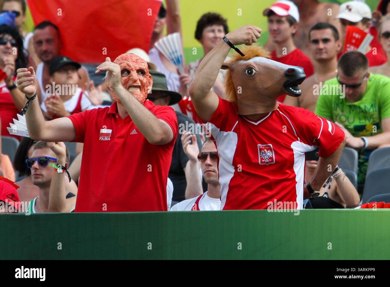 July 6, 2013 - 06.07.2013, Stare Jablonki, siatkowka, volleyball, Mistrzostwa Swiata w siatkowce plazowej, Beach Volleyball World CHampionships, Polscy kibice,  fot. Tomasz Jastrzebowski / Foto Olimpik(Credit Image: © Fot. Tomasz Jastrzebowski / Foto/Cal Sport Media/ZUMAPRESS.com) Stock Photo