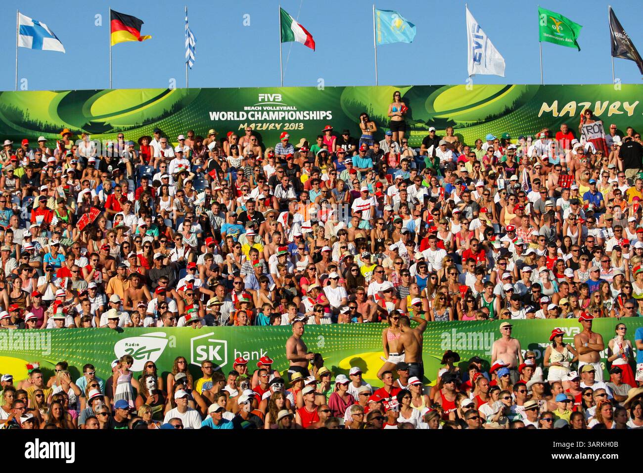 July 6, 2013 - 06.07.2013, Stare Jablonki, siatkowka, volleyball, Mistrzostwa Swiata w siatkowce plazowej, Beach Volleyball World Championships, final, Kibice,  fot. Tomasz Jastrzebowski / Foto Olimpik(Credit Image: © Fot. Tomasz Jastrzebowski / Foto/Cal Sport Media/ZUMAPRESS.com) Stock Photo