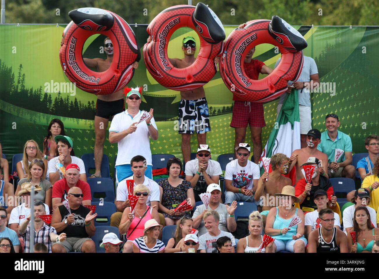 July 7, 2013 - 07.07.2013, Stare Jablonki, siatkowka, volleyball, Mistrzostwa Swiata w siatkowce plazowej, Beach Volleyball World Championships, final, Kibice,  fot. Tomasz Jastrzebowski / Foto Olimpik(Credit Image: © Fot. Tomasz Jastrzebowski / Foto/Cal Sport Media/ZUMAPRESS.com) Stock Photo