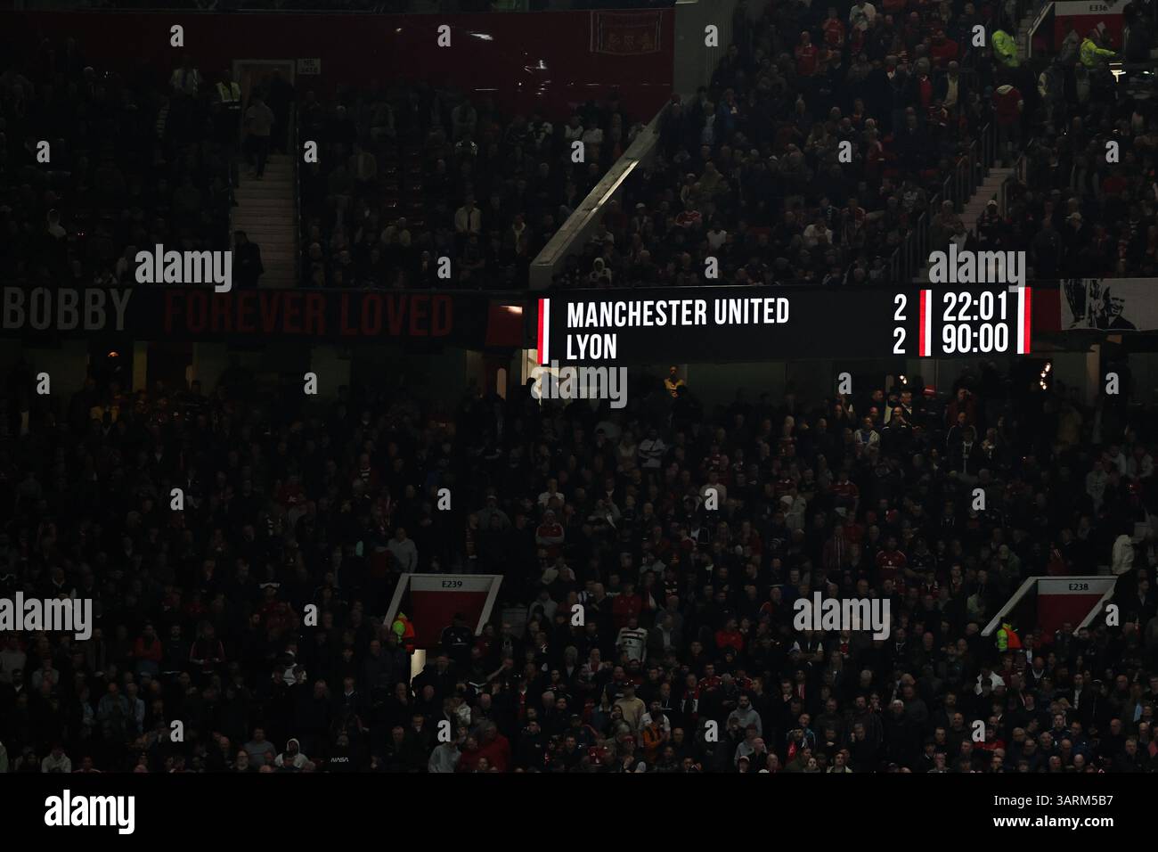 The 2-2 scoreline displayed on the scoreboard during the UEFA Europa ...
