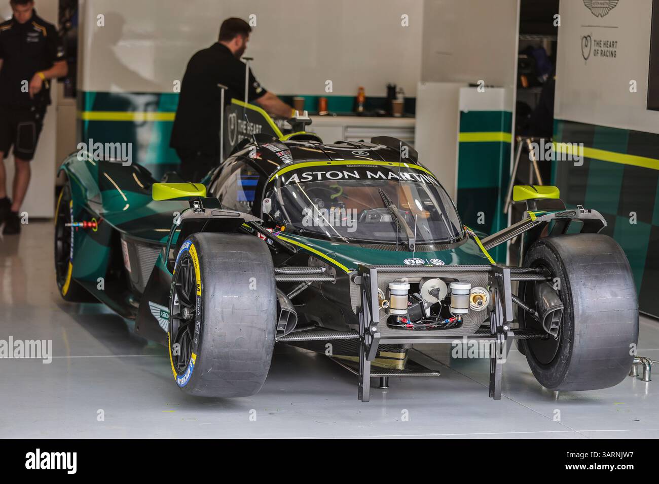 Imola, Italy, 17 April 2025,#007 Aston Martin Thor Team (GBR) Aston Martin Valkyrie (Hypercar) driven by Harry Tincknell (GBR) / Tom Gamble (GBR) / Ross Gunn (GBR), during the 6 Hours of Imola, the second round of the 2025 FIA WEC Championship, at the Autodromo Enzo & Dino Ferrari in Imola, Italy, from 16 to 20 April 2025. Credit: Kristof Vermeulen Photography/Alamy Live News Stock Photo