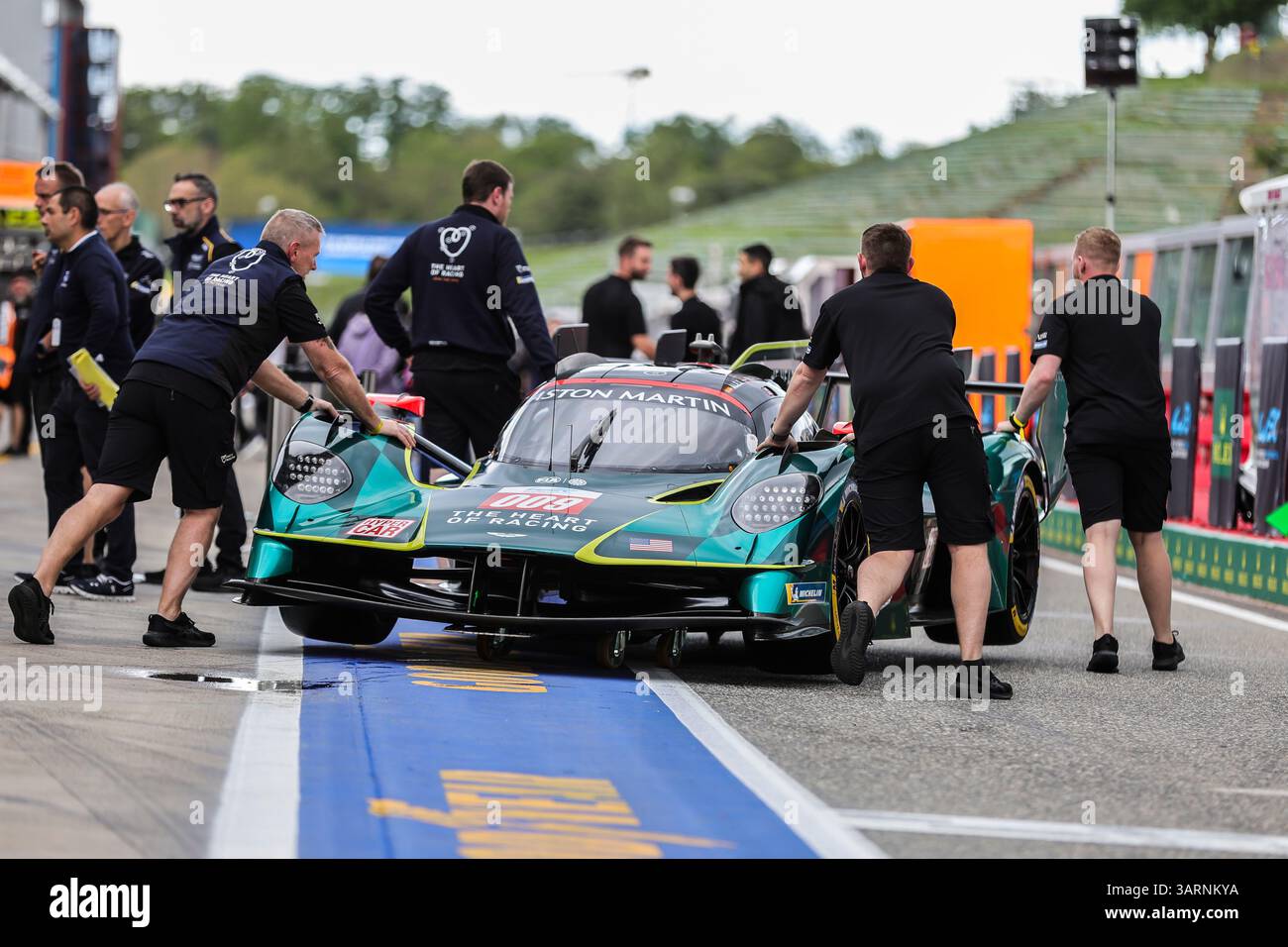 Imola, Italy, 17 April 2025,#007 Aston Martin Thor Team (GBR) Aston Martin Valkyrie (Hypercar) driven by Harry Tincknell (GBR) / Tom Gamble (GBR) / Ross Gunn (GBR), during the 6 Hours of Imola, the second round of the 2025 FIA WEC Championship, at the Autodromo Enzo & Dino Ferrari in Imola, Italy, from 16 to 20 April 2025. Credit: Kristof Vermeulen Photography/Alamy Live News Stock Photo