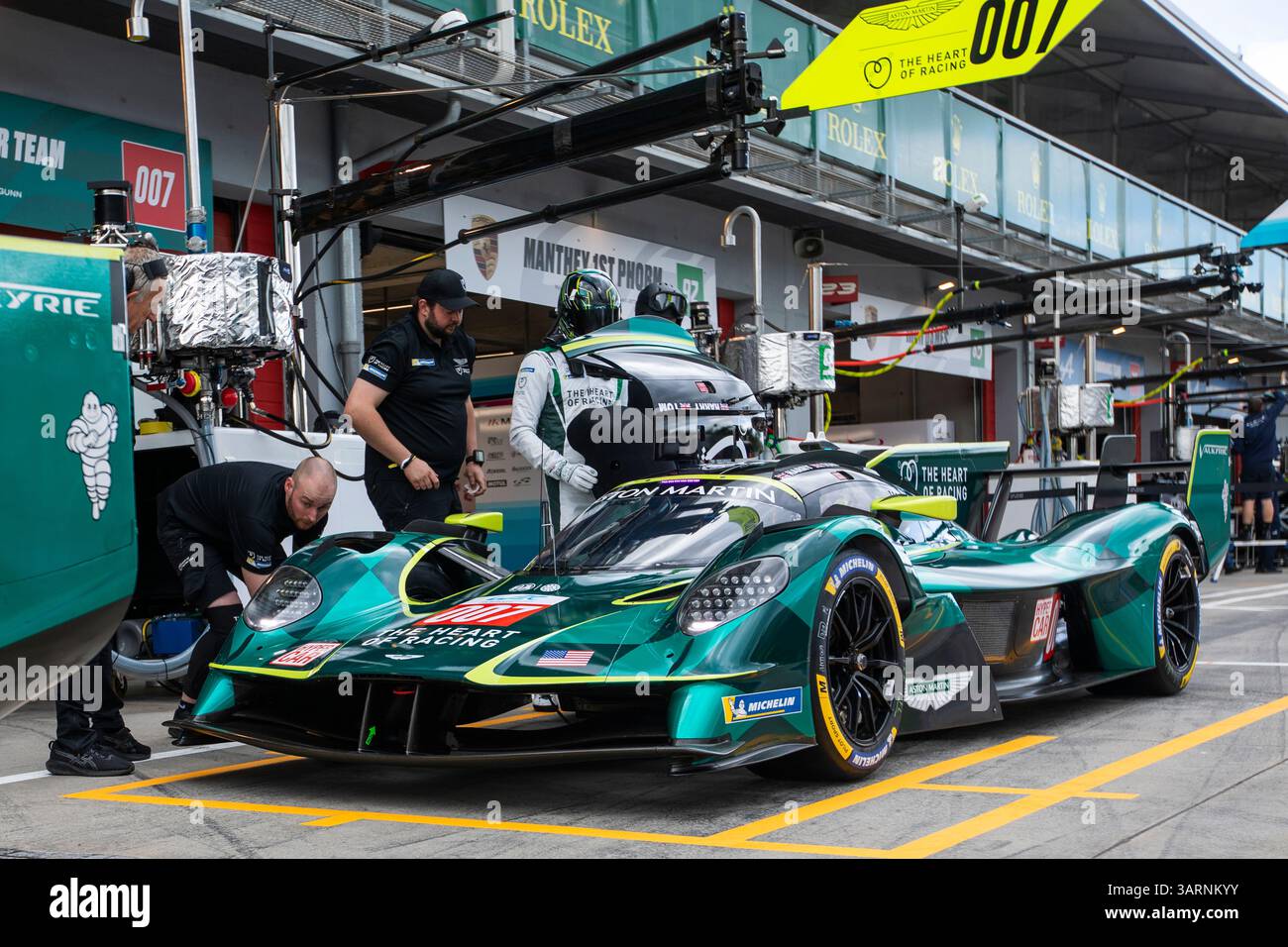 Imola, Italy, 17 April 2025,#007 Aston Martin Thor Team (GBR) Aston Martin Valkyrie (Hypercar) driven by Harry Tincknell (GBR) / Tom Gamble (GBR) / Ross Gunn (GBR), during the 6 Hours of Imola, the second round of the 2025 FIA WEC Championship, at the Autodromo Enzo & Dino Ferrari in Imola, Italy, from 16 to 20 April 2025. Credit: Kristof Vermeulen Photography/Alamy Live News Stock Photo