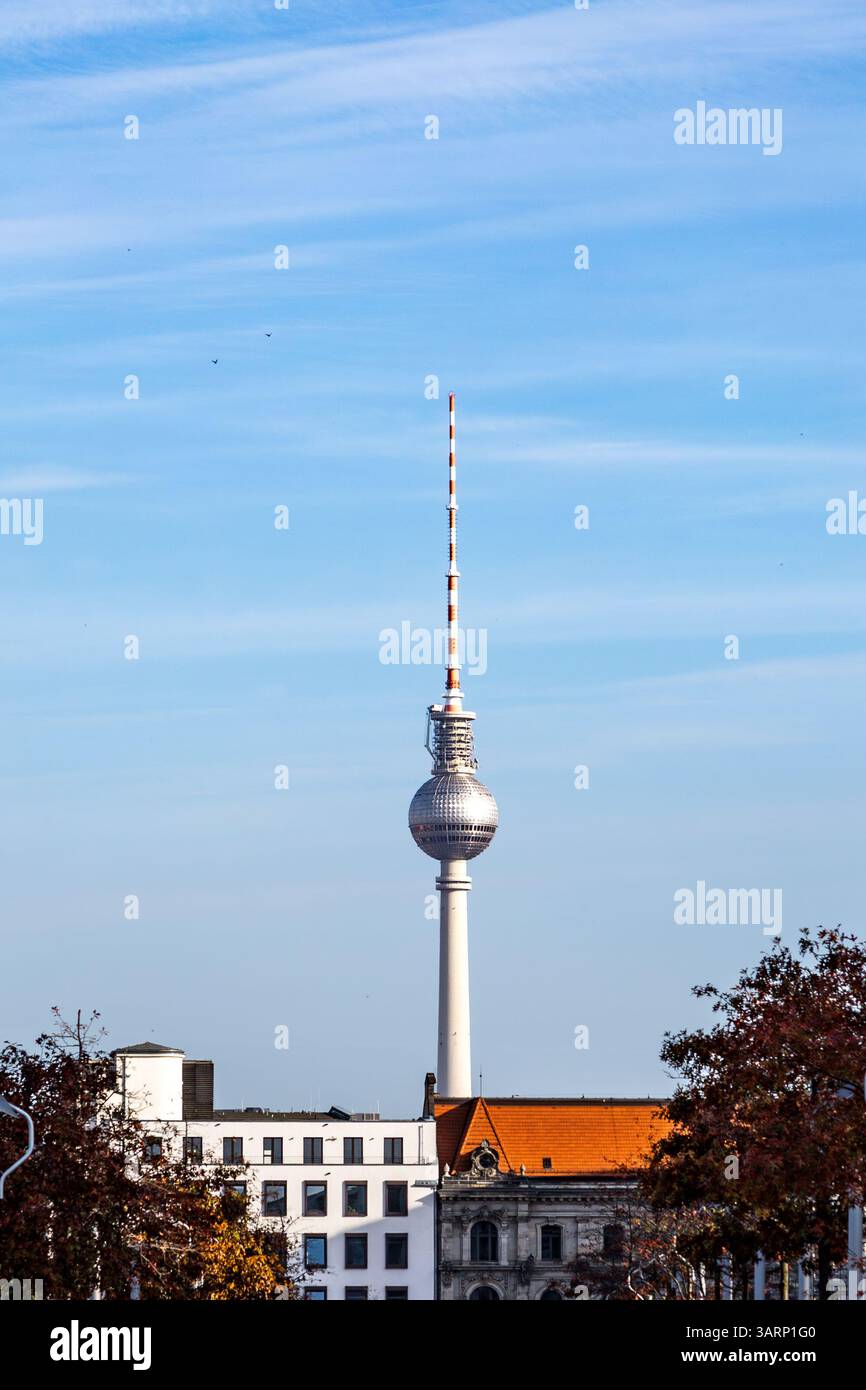 view to the tv tower of Berlin Mitte, the symbol of former DDR Stock ...