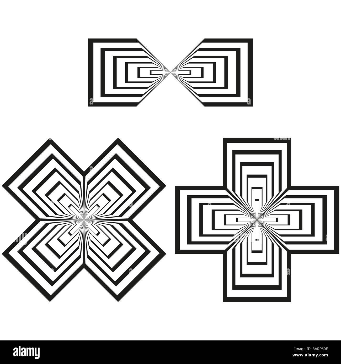 Converging arrow icon. Vector depth design. Black layered chevron. White clean background. Stock Vector