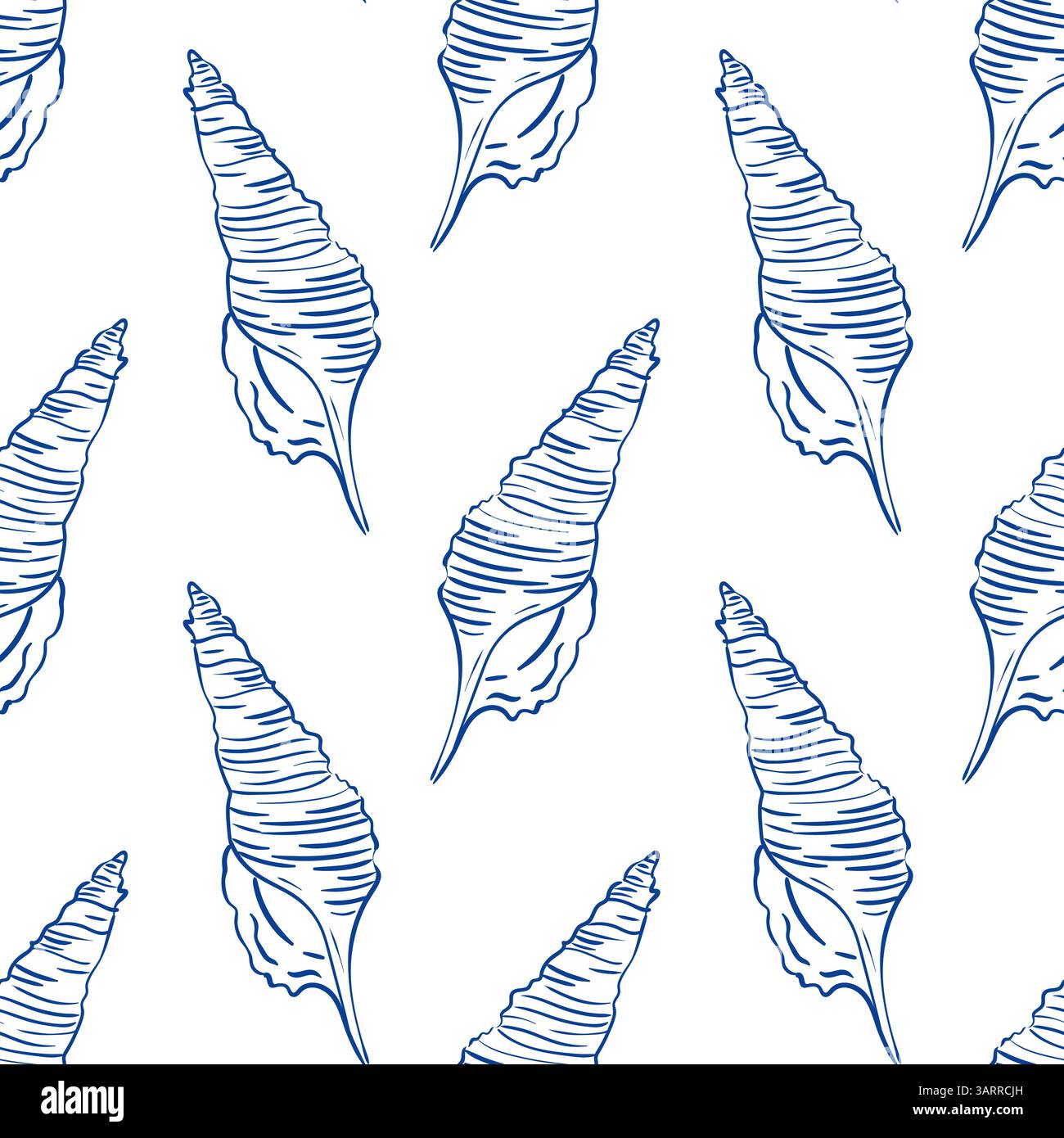 Decorative pattern featuring hand-drawn seashells on a light background for coastal design Stock Vector