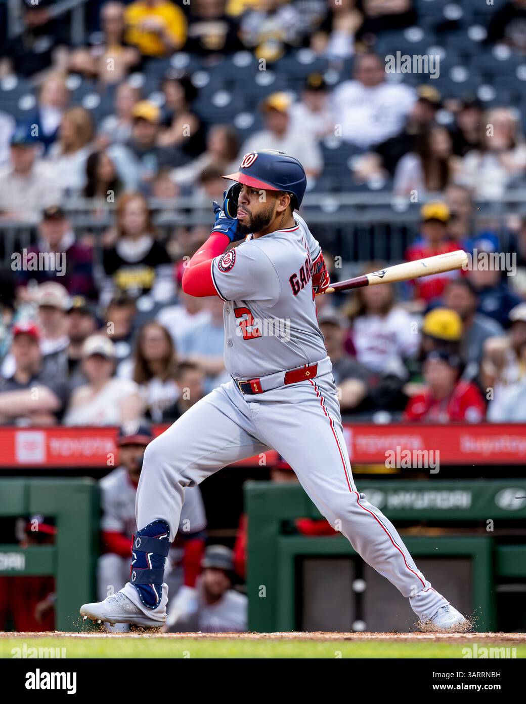 Washington Nationals infielder Luis Garcia Jr. Brad Lord makes contact