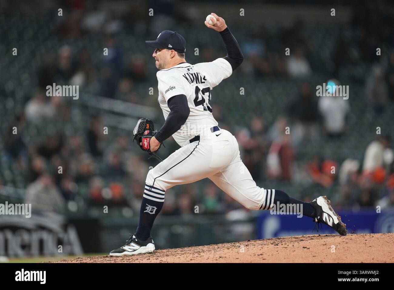 Detroit Tigers pitcher Tommy Kahnle throws against the Kansas City