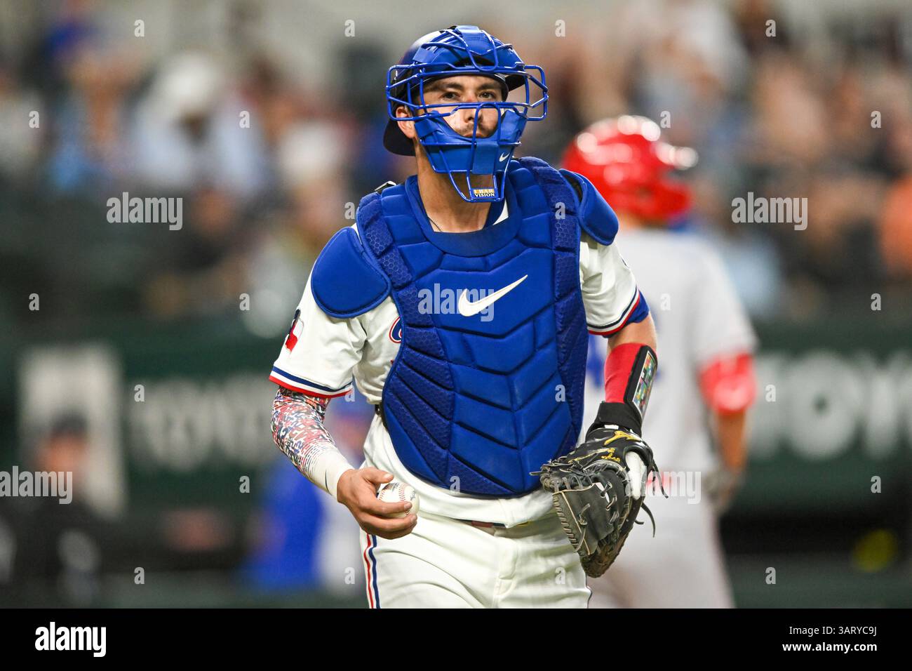 Kyle Rix Rangers Texas Rangers catcher Kyle Higashioka walks to the dugout during a ...
