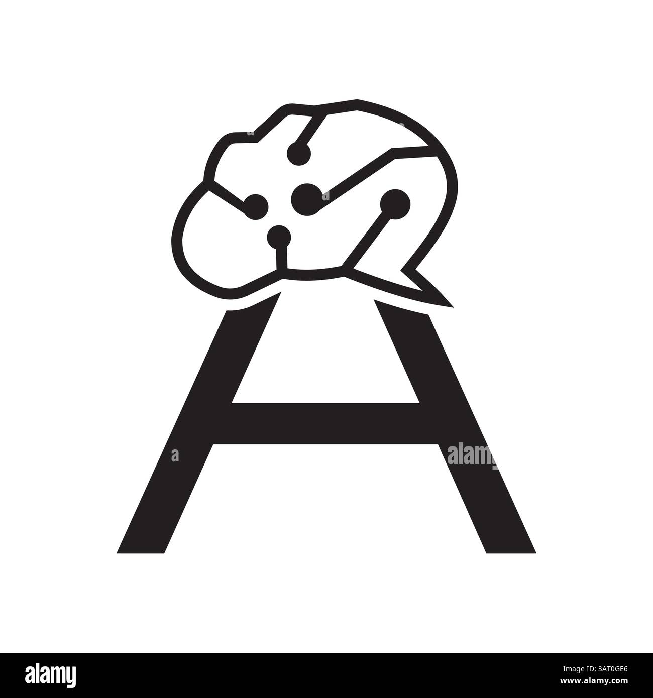 Letter A Brain Logo Design Vector Template Stock Vector