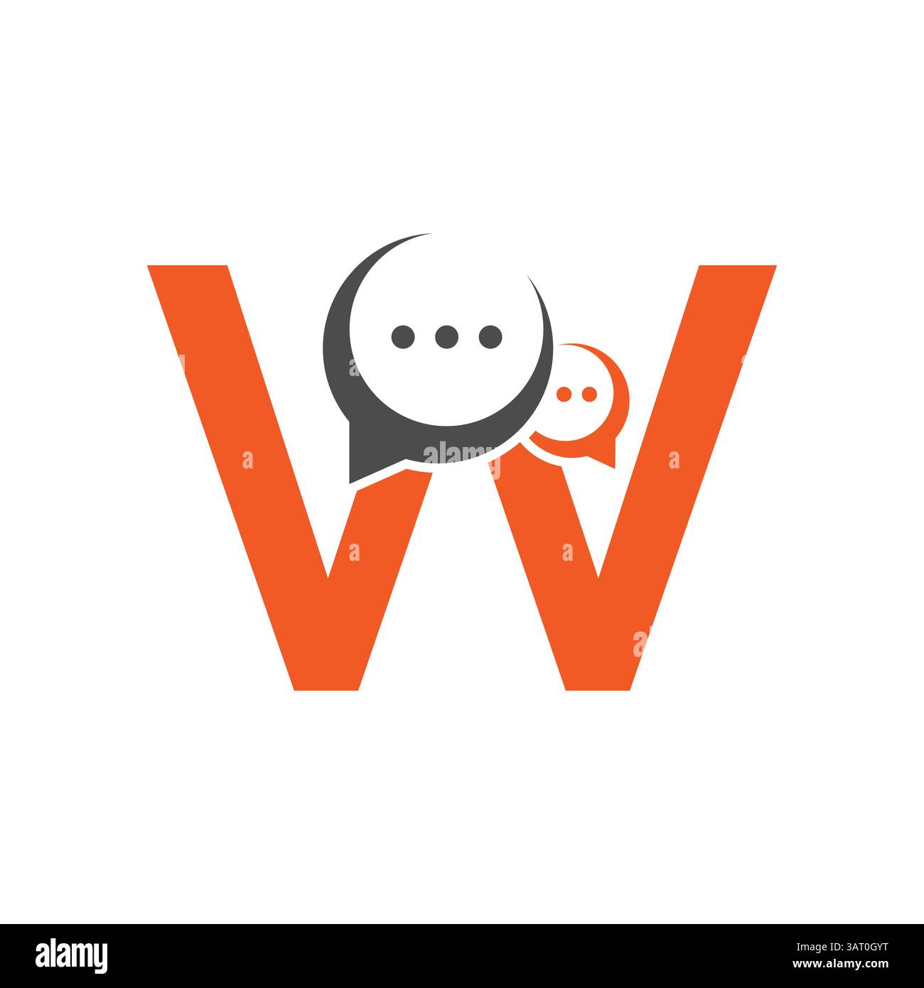 Initial Communication Logo On Letter W With Chat Symbol Stock Vector